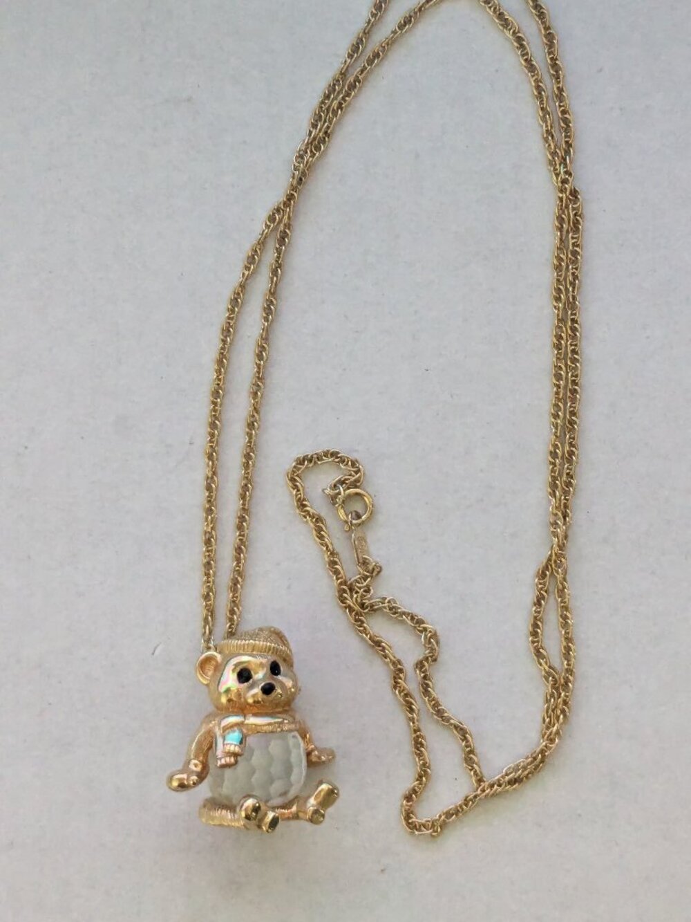 SWAROVSKI Gold Tone Teddy Bear Pendant Necklace